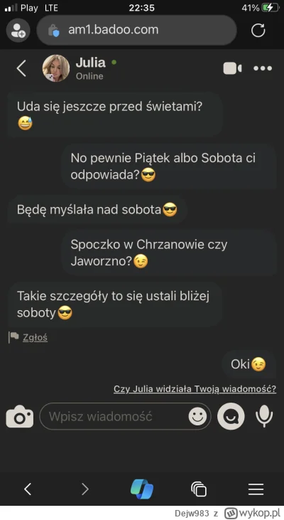 Dejw983 - #przegryw Ustawiłem sie z Julka na Sobotę zaproponowałem od razu spotkanie ...