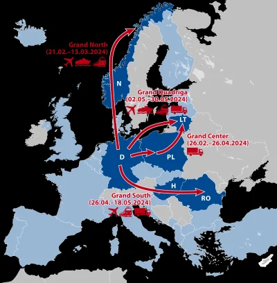 washington - #wojna 
Mapa ćwieczeń NATO Steadfast Defender 2024.  Zaplanowane są w dn...