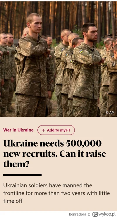 konradpra - #ukraina #wojna #rosja

Ciekawy artykuł na temat nowej mobilizacji na Ukr...