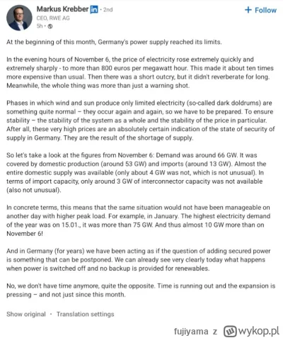 fujiyama - Dzisiejszy wpis prezesa RWE, który panikuje bo w RFN nie wieje. My wkrótce...