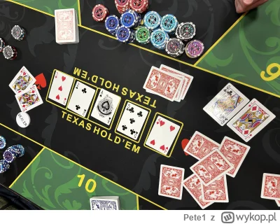 Pete1 - #poker 
Moje karty JQ (mały stack, późna faza), all in przed flopem. Po flopi...