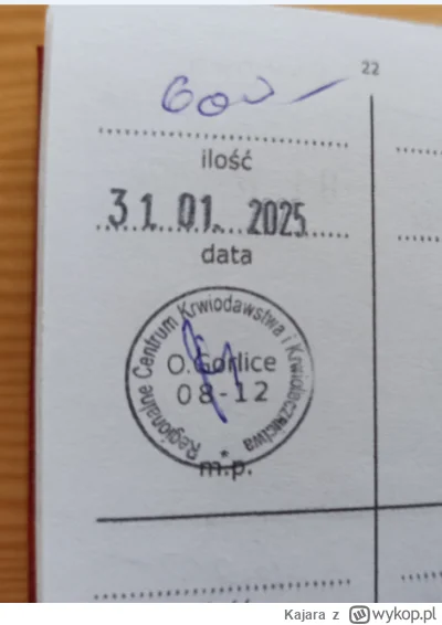 Kajara - 234 930 - 200 = 234 730
Data donacji - 31.01.2025
Rodzaj donacji - osocze
Mi...