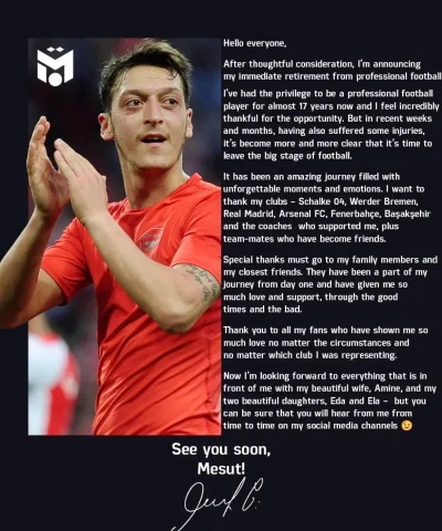 smialson - Mesut Özil ogłosił zakończenie kariery
#mecz #pilkanozna