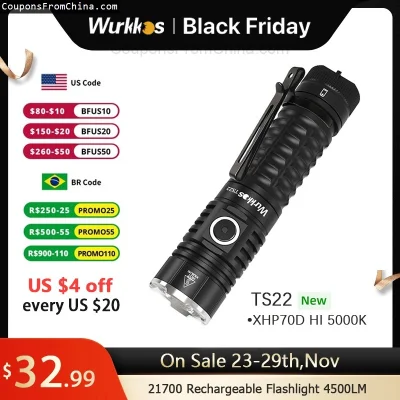 n____S - ❗ Wurkkos TS22 Flashlight XHP70.2
〽️ Cena: 32.20 USD (dotąd najniższa w hist...