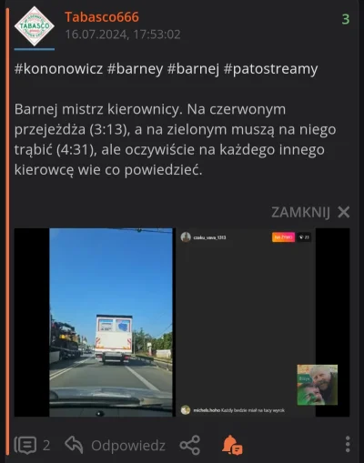 Tabasco666 - @elektryczny_mariusz: Kiedyś był lajt, co przejechał na czerwonym, a dos...