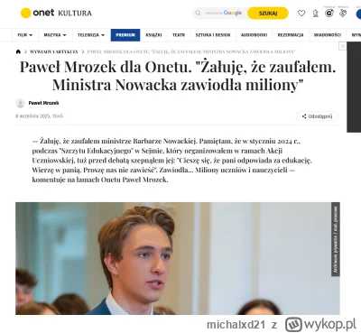 michalxd21 - Widzę artykuł krytykujący resort edukacji - wchodzę. I czytam tam rozmow...