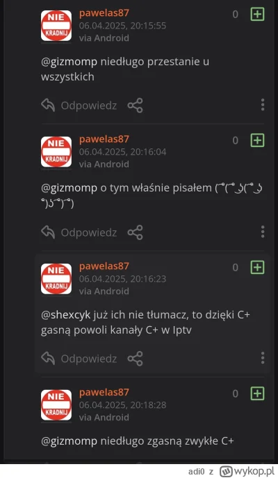 adi0 - @pawelas87: tak, jeszcze jedno. Otrząsnąłeś się już po tym jak C+ wciąż leci p...