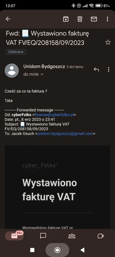 Ciaztko - Dostałem takiego maila z jakimś pdfem fakturą, to jakiś nowy scam? Mogło si...