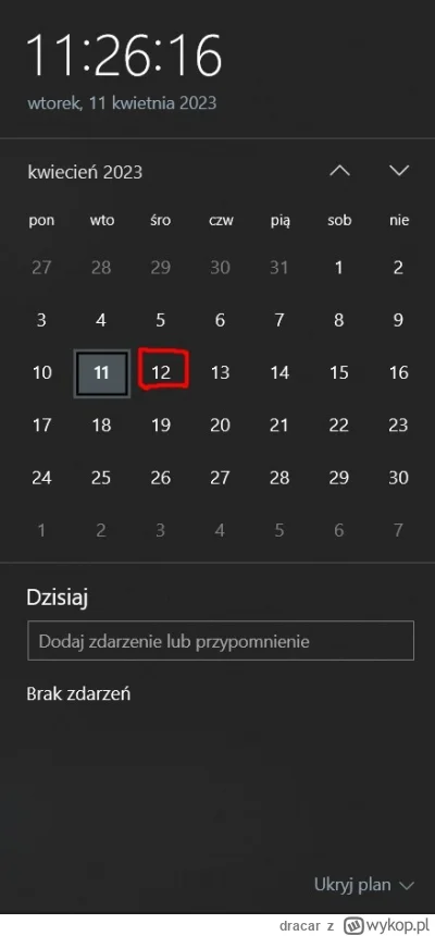dracar - #windows #komputery #kalendarz #win10 
jest jakaś opcja, żeby w kalendarzu n...