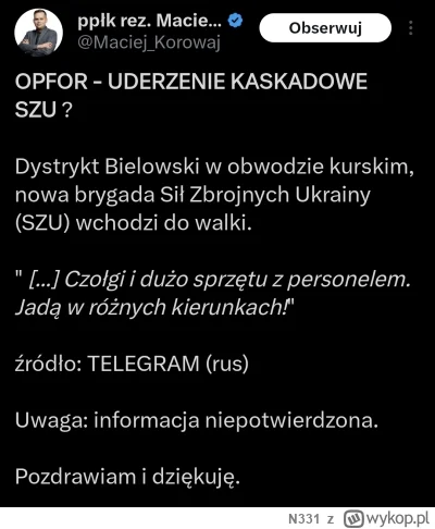 N331 - OSINT w Polsce, tłumaczenie rus telegrama XD

Infu wojskowy w ogóle się nie pr...