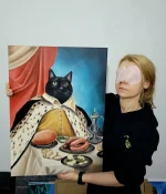 kotkustosz - Namalowałam kota przy mięsnym stole i zapozowałam z plastrami sopockiej ...
