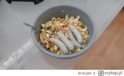 krucjan - Wczorajszy posiłek:
Kiełbasa biała z warzywami.
#jedzenie #jedzzkrucjanem