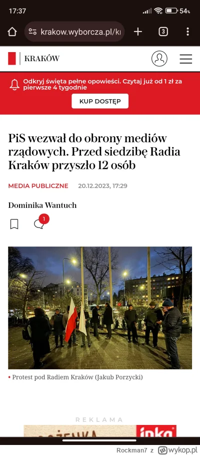 Rockman7 - #tvpis 
W Krakowie mobilizacja 12 osób przed radiem Kraków
https://krakow....