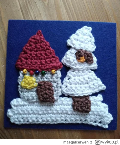 maegalcarwen - Szydełkowy obrazek naszyty na filc, do przypięcia na plecak #rekodziel...