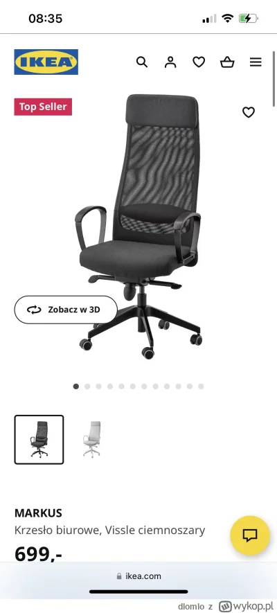 dlomlo - Jest coś lepszego niż Markus z Ikei do 700 zł?
#fotel #fotele #biuro #komput...