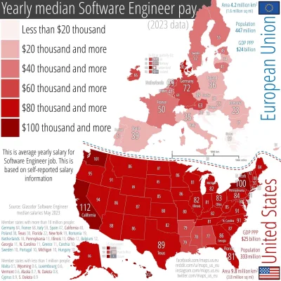 nonOfUsAreFree - USA & UE - mediana zarobków programistów. 

#mapporn #mapy #programo...