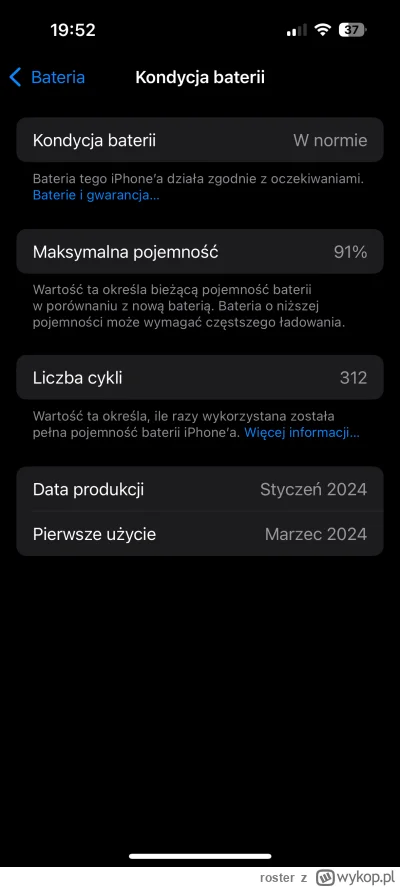 roster - @tryno: IP15 pro po lekko ponad roku kondycja baterii 91% i  nadal wytrzymuj...