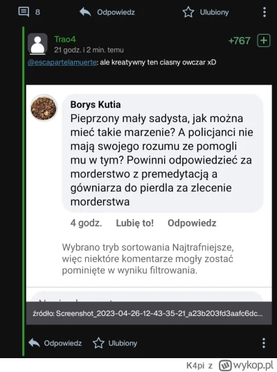 K4pi - @Trao4 Dobra co oni znowu z tym wykopem odjaniepawlilii i kim jest ciasny owcz...