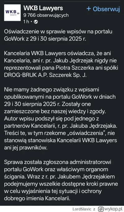 LordSlavic - Tymczasem okazuje się ze wpisy "prawnika" na gowork to byly fejki ( ͡° ͜...