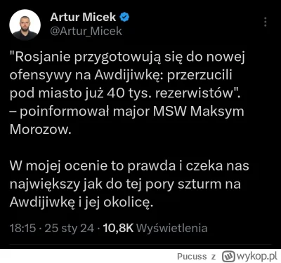 Pucuss - 40 tysięcy nowego mięsa armatniego gotowe aby użyźnić glebę w Awdijiwce, ale...