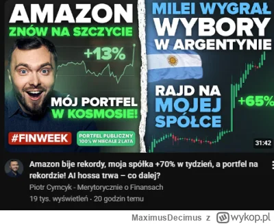 MaximusDecimus - #gielda 
portfel cymcyka 100% w 2 lata, olejorz 120% w 6msc, dalej s...