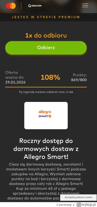 Czochrany - Rok Allegro Smart za Zen. Chętni?

#allegro #zakupy #zadarmo #zen #revolu...