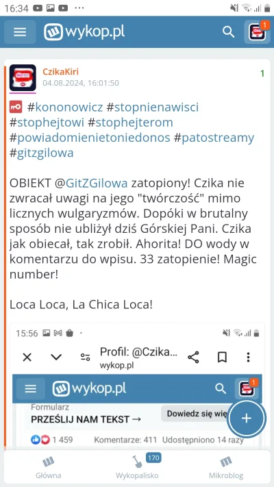 CzikaKiri - @GitZGilowa: A witam, witam przyjaciela po krupskich wakacjach od Wypoku....