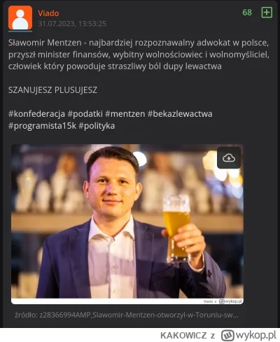 KAKOWICZ - @Viado: albo jesteś trollem, albo turbo debilem pałujacym wiplera do Memce...