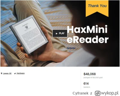 Cyfranek - Małym czytnikom książek znowu wiatr w oczy, HaxMini z Kickstartera okazał ...