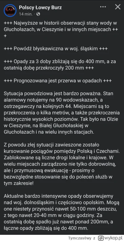 Tymczas0wy - Świeże informacje od Łowców Burz.
#powodz