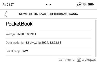 Cyfranek - Aktualizacja oprogramowania wewnętrznego czytnika PocketBook Era przynosi ...