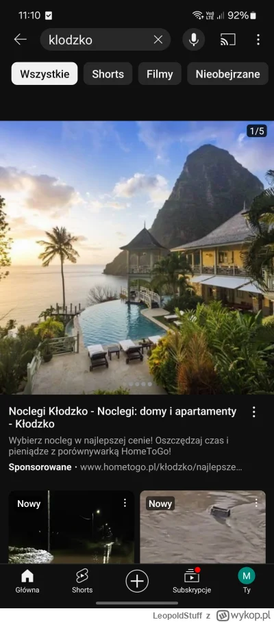 LeopoldStuff - Youtube wyświetlił mi reklamę noclegów w Kłodzku. Co prawda wszystko z...