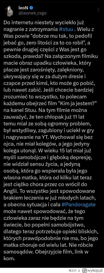 N331 - Stuu jest tak dobry w psychologię społeczną i kreowanie wizerunku, że zakłada ...