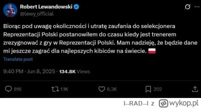 l--RAD--l - Najgorszy z możliwych sposobów odejścia z reprezentacji. 
Co za p------a ...