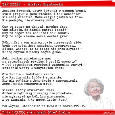 lakfor - #WisławaSzymborska #szymborska #wiersz #śmierć #stalin

Gdyby ktoś myślał, ż...