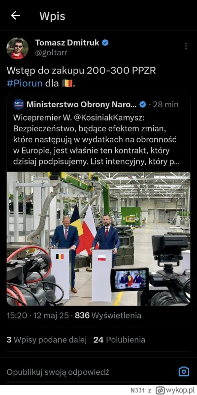 N331 - To polityka sprzedaje uzbrojenie. Dlatego tak ważne mieć dobre relacje z Europ...