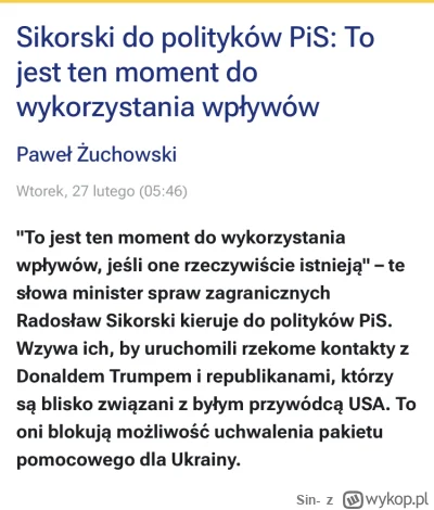 Sin- - @Wilczynski: Trump blokuje pakiet dla Ukrainy. W kongresie nic się nie dzieje ...