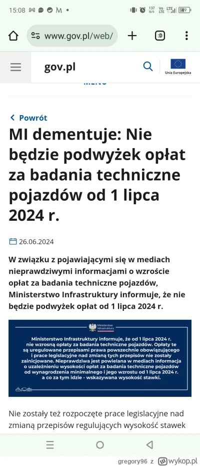 gregory96 - Informacja o podwyżce opłaty za badania techniczne to jednak fejk...
#pol...