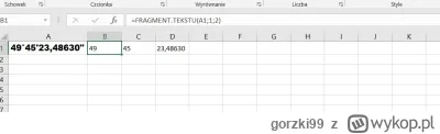 gorzki99 - @marcel_pijak: formula fragment.tekstu.

A1 to komorka ktora chcesz podzie...