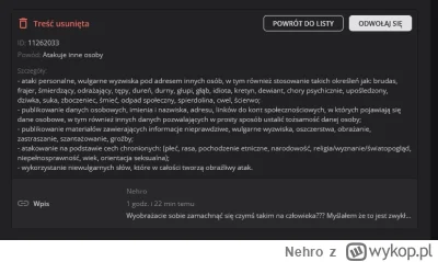 Nehro - Witam. Chciałbym zgłosić moderatora który usunął ten wpis oraz przeanalizowan...