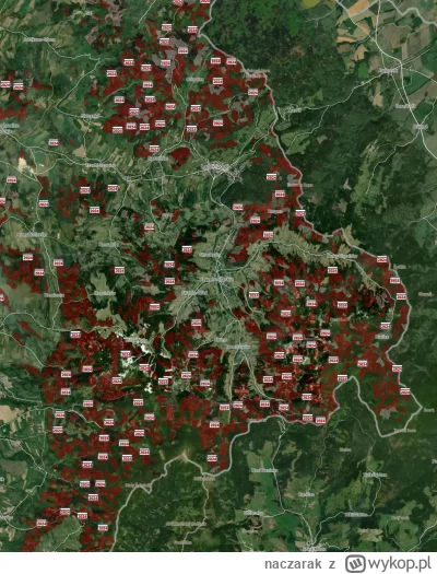 naczarak - W środku Lądek-Zdrój i nieco poniżej Stronie Śląskie. Na białych polach oz...