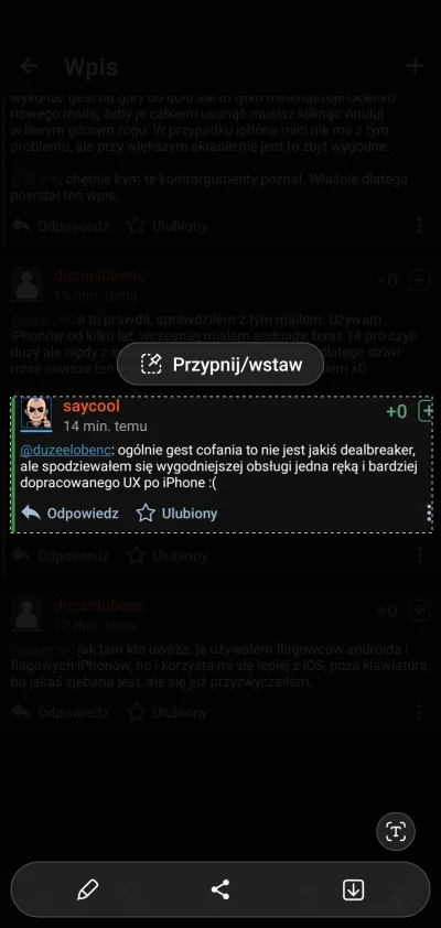 cukru - @saycool W Samsungu możesz skopiować dowolny tekst za pomocą panelu przy kraw...