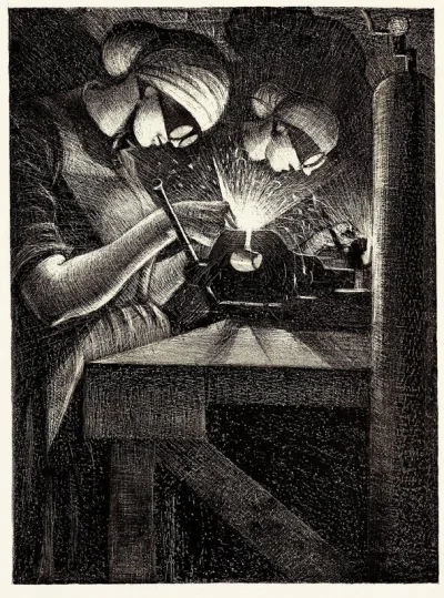 GARN - #sztuka #art #litografia autor: Christopher Richard Wynne Nevinson | Acetylene...