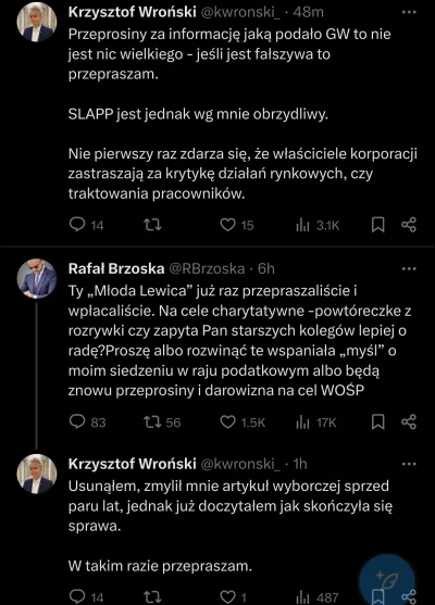 macmod - @kureciparatko: łap, wpierw przeprosił, a potem musiał coś dowalić.