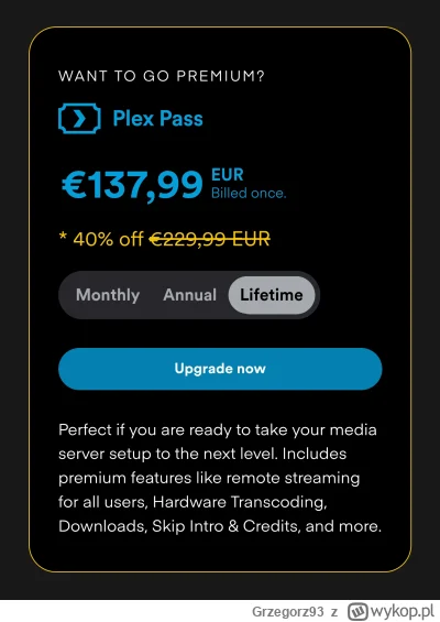 Grzegorz93 - Jest aktualnie promocja na Plex Pass Lifetime, czy warto przejść z Emby?...