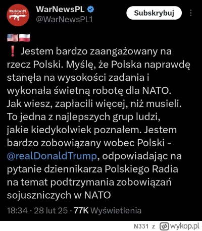 N331 - @N331: a to nam załatwił Duda. Radosław Sikorski rozumie, że to ma sens i taką...