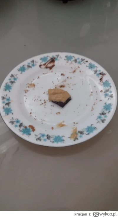 krucjan - Wczorajszy posiłek:
Kawałek gorzkiej czekolady z masłem orzechowym podany n...