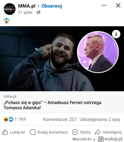 MarcinE45 - Kocham ten ból dupy normików jak portal mma dodaje na fb jakis wpis o ff
...