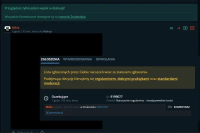 WuDwaKa - Ciekawa zmiana - jak w naruszeniach macie link do komentarza, który zgłosil...