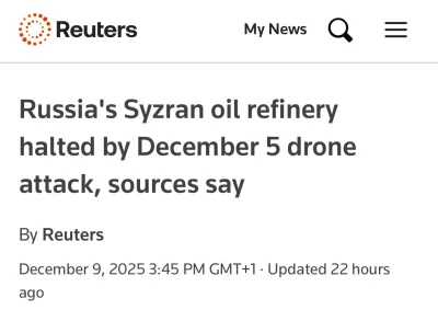 dqdq1 - rosja  po piątkowych atakach Ukrainy
wyłączyła rafinerię w miejscowości Syzra...